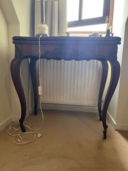 Mahogany and mahogany veneer game table with...