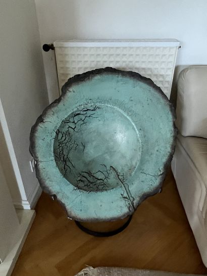 Christine FABRE, born 1951 
Round blue sculpture
Textured...