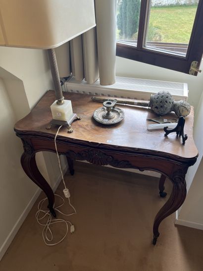 Mahogany and mahogany veneer game table with...