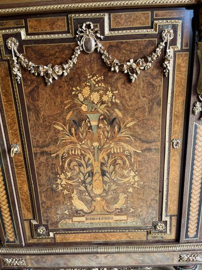 High sideboard in marquetry of foliate urns...