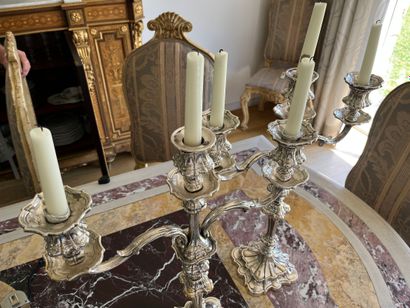 VALENTI, Spain
Pair of silver-plated three-light...