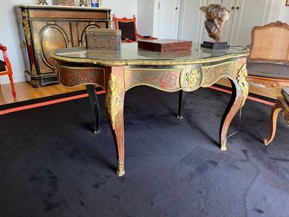 Violin table in Boulle marquetry and blackened...