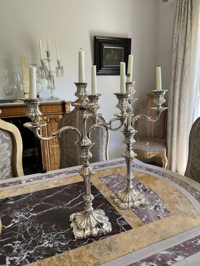 VALENTI, Spain
Pair of silver-plated three-light...