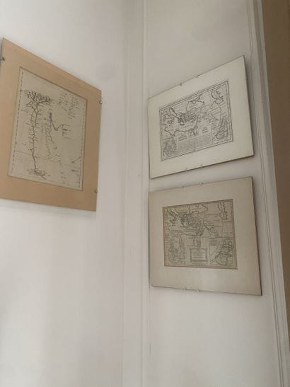 Three small prints, framed cards: The Nile...
