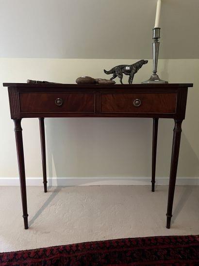 Mahogany and mahogany veneer flying table,...