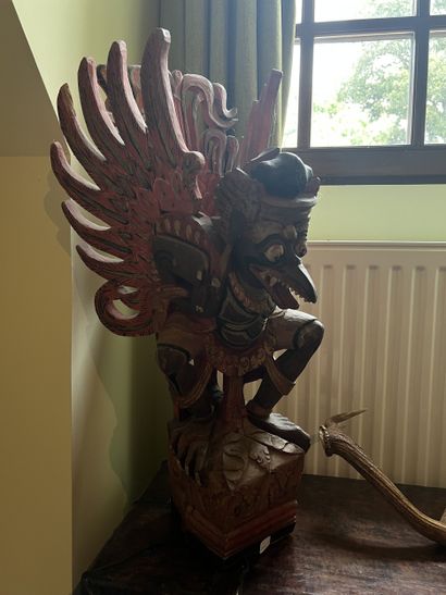 INDONESIA 
Garuda 
Carved polychrome wood...