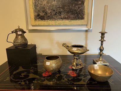 Bronze, brass and copper set including a...