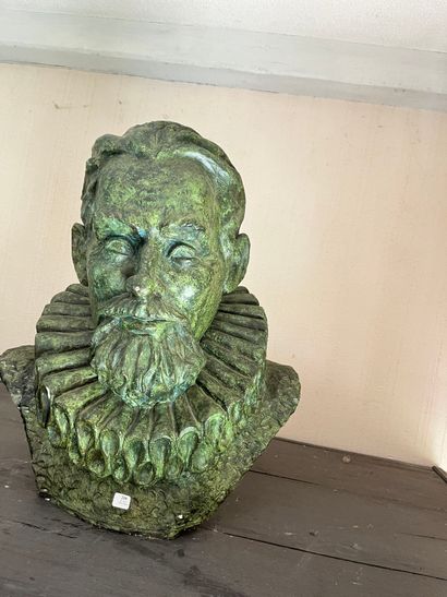 Patinated plaster showing the head of a man...