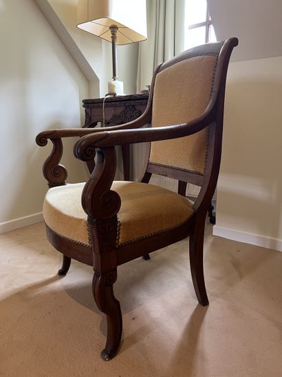 Moulded and carved mahogany and mahogany...