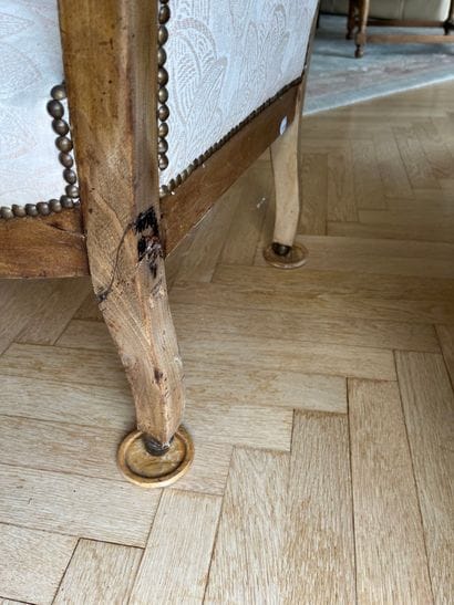 Large mahogany and holly armchair, slightly...