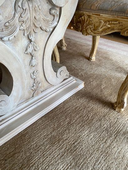 Table in cream lacquered wood, the top inlaid...