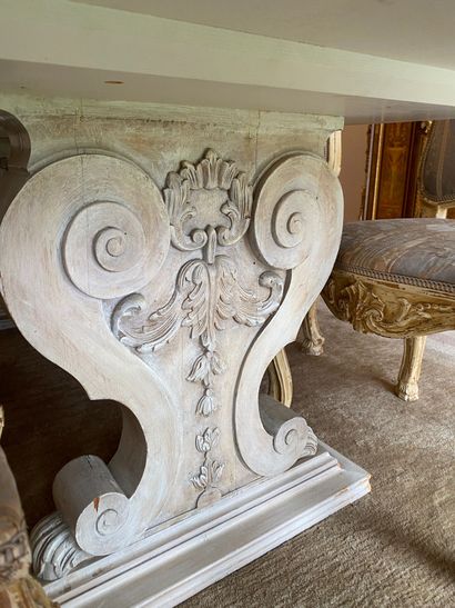Table in cream lacquered wood, the top inlaid...