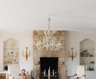 White and pale blue Venetian glass chandelier....