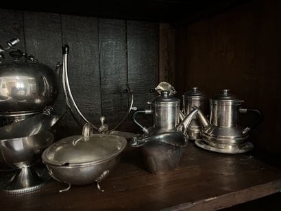 Silver-plated and white metal set including...