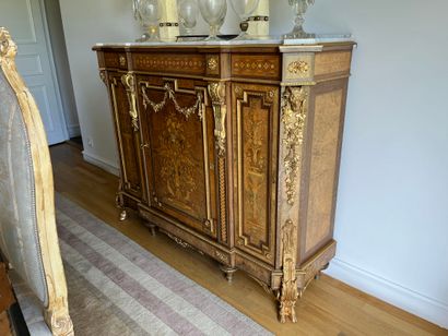 High sideboard in marquetry of foliate urns...