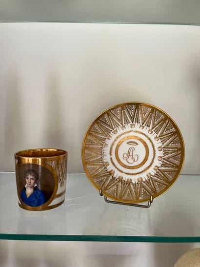 PARIS 
Porcelain litron cup and saucer, the...