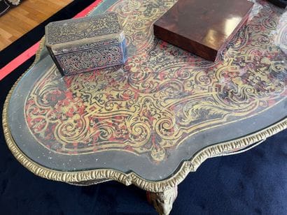 Violin table in Boulle marquetry and blackened...