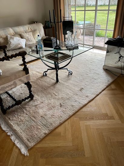 Nepalese wool carpet in pastel shades, the...