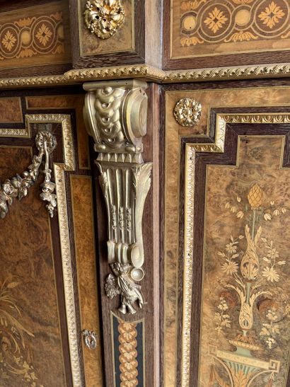 High sideboard in marquetry of foliate urns...