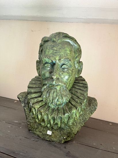 Patinated plaster showing the head of a man...