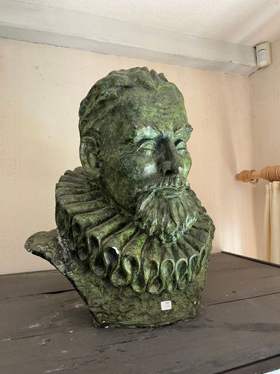 Patinated plaster showing the head of a man...