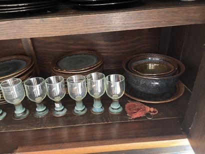 FEU FOLLET
Set comprising a blue-glazed stoneware...