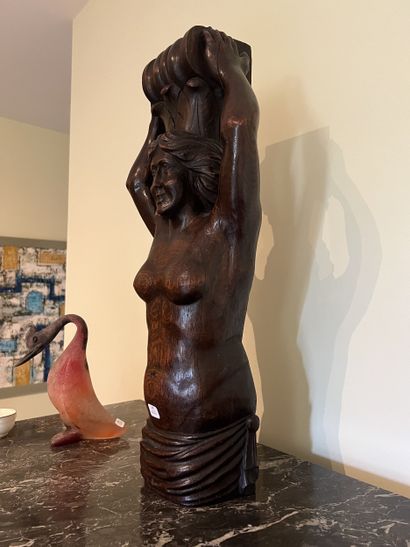 Sconce sculpture in stained oak representing...