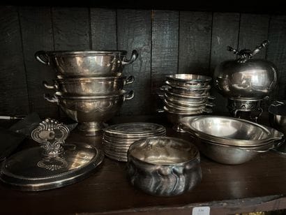 Silver-plated and white metal set including...