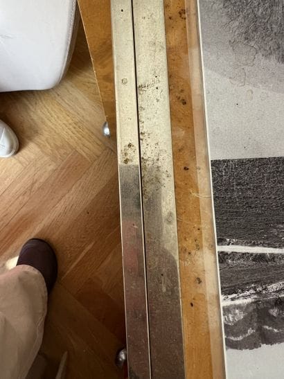 Veneered wood and chromed metal two-top side...