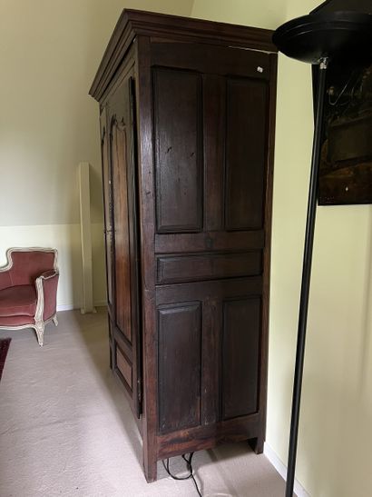 Moulded chestnut cupboard opening to two...