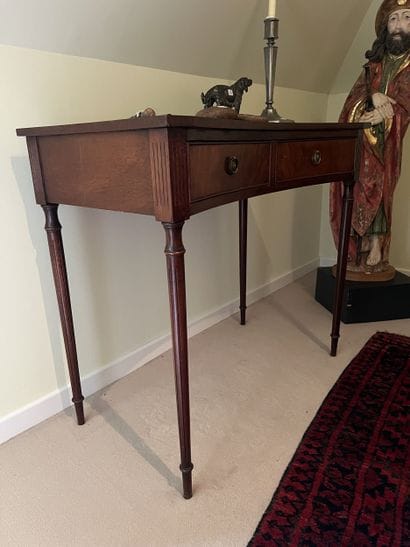Mahogany and mahogany veneer flying table,...