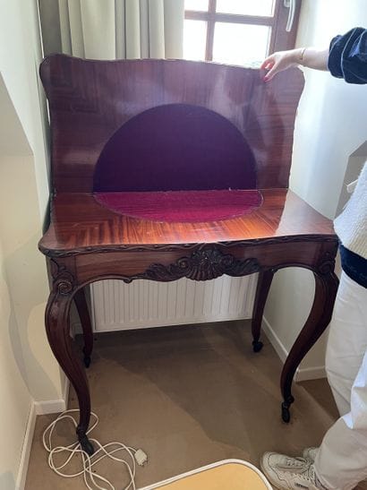 Mahogany and mahogany veneer game table with...
