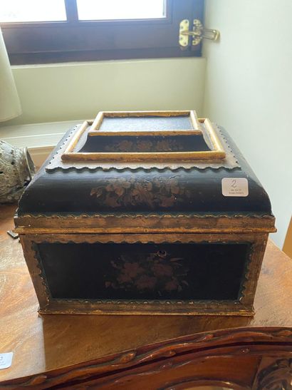 Lacquered wood scent box decorated with flowers...