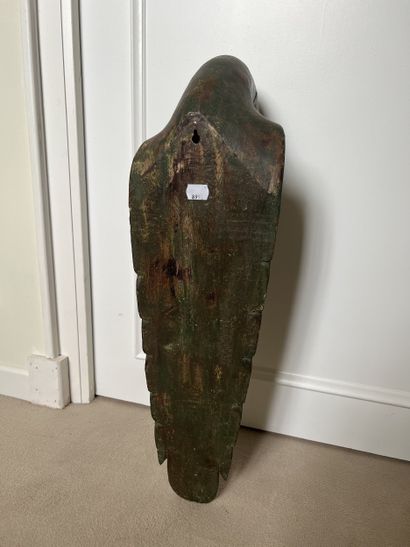 Carved green-lacquered wood Ara - 20th century...