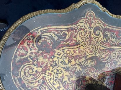 Violin table in Boulle marquetry and blackened...