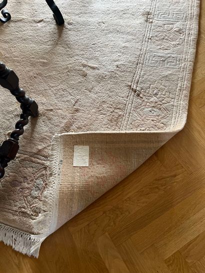 Nepalese wool carpet in pastel shades, the...