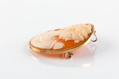 Yellow gold pendant brooch centered on a...