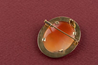 Broche pendentif ovale, centrée d'un camée...