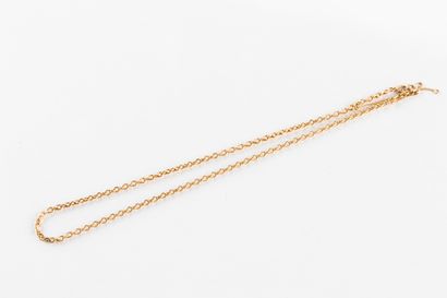 Yellow gold chain, round forçat link. Safety...