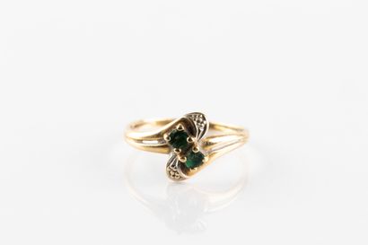 Bague toi et moi en or jaune et gris sertie...