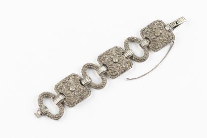 Bracelet manchette articulé en argent composé...