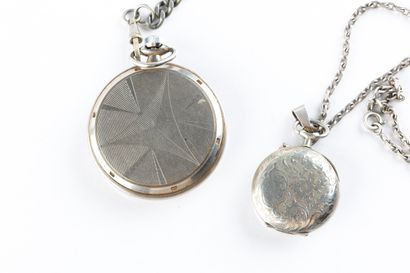 Lot de 2 montres : 1 montre de poche en métal...