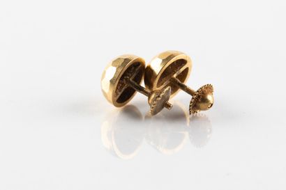 Pair of faceted half-sphere earrings in yellow...