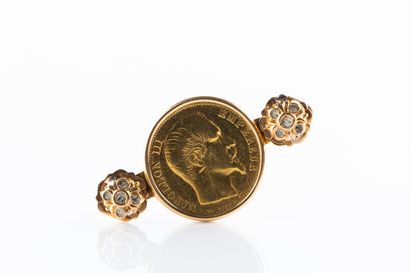 Broche barrette centrée d'une pièce de 20...