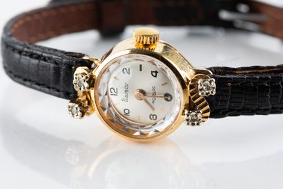 FLAMOR - circa 1960/65. 
Gold bracelet watch,...