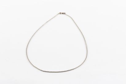 Chaine en or gris maille forçat limée. Fermoir...