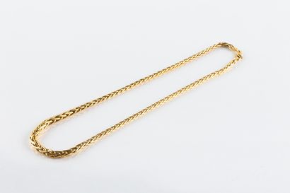 Yellow gold necklace, palm drop link. Lobster...