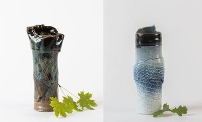 J.? (20th century)
2 free-form, cylindrical-neck...