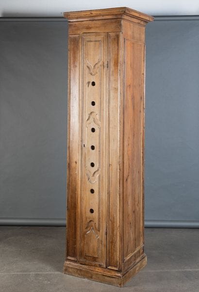 Molded walnut wardrobe with openwork paneled...