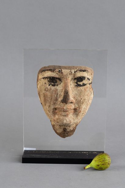 Anthropomorphic wooden sarcophagus mask....